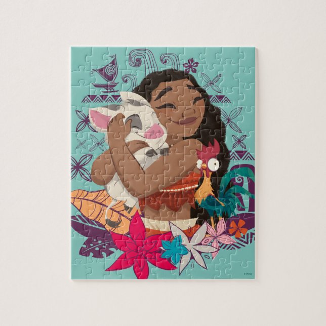Moana Hugs Pua With Hei Hei Jigsaw Puzzle (Vertical)