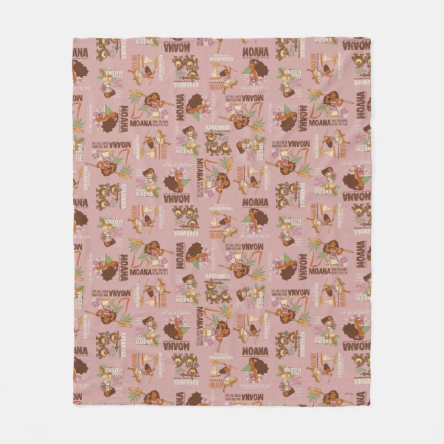 Moana & Kakamora Vintage Pattern Fleece Blanket (Front)