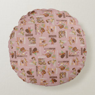 Moana & Kakamora Vintage Pattern Round Pillow