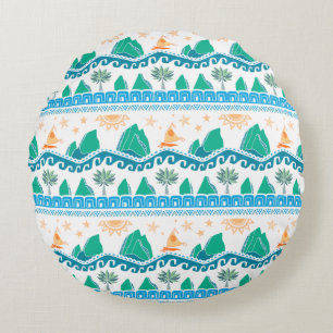 Moana   Land And Sea Are One - Pattern Round Pillow