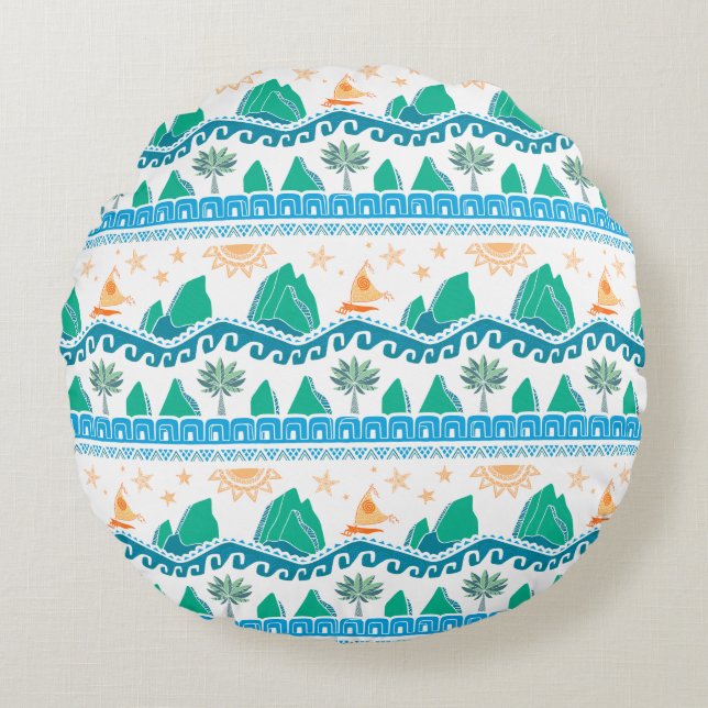 Moana | Land And Sea Are One - Pattern Round Pillow (Front)