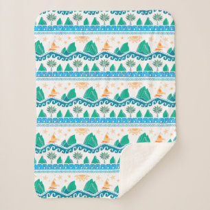 Moana Land And Sea Are One - Pattern Sherpa Blanket