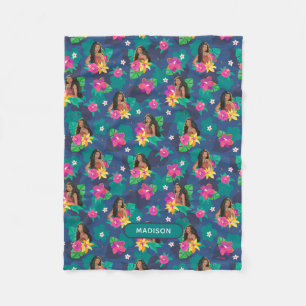 Moana Live Action Floral Seamless Pattern Fleece Blanket