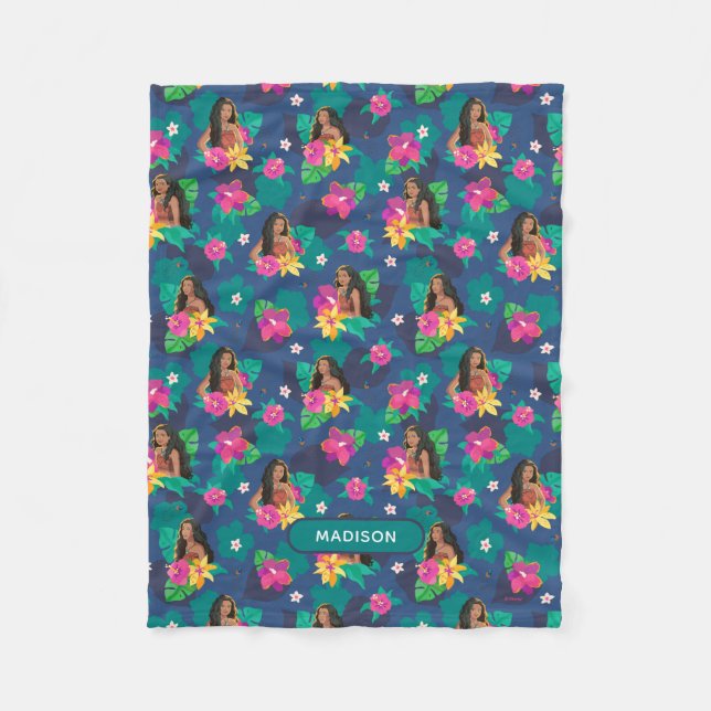 Moana Live Action Floral Seamless Pattern Fleece Blanket (Front)