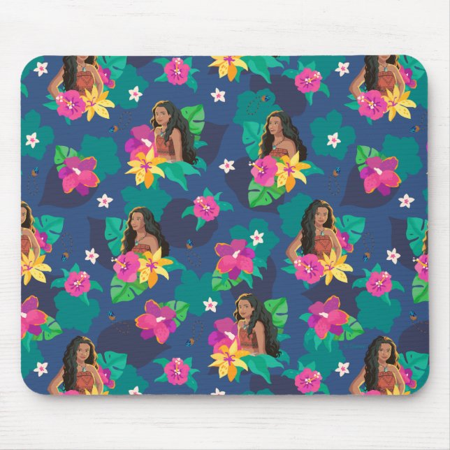 Moana Live Action Floral Seamless Pattern Mouse Pad (Front)