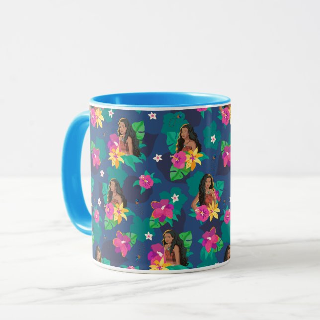 Moana Live Action Floral Seamless Pattern Mug (Front Left)