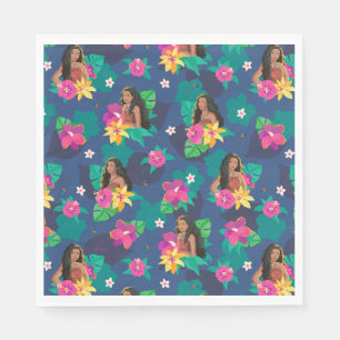 Moana Live Action Floral Seamless Pattern Napkin