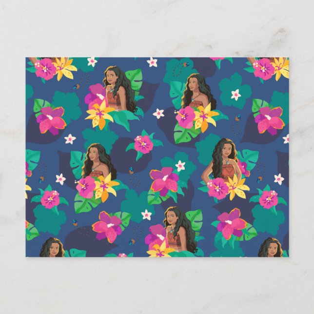 Moana Live Action Floral Seamless Pattern Postcard (Front)
