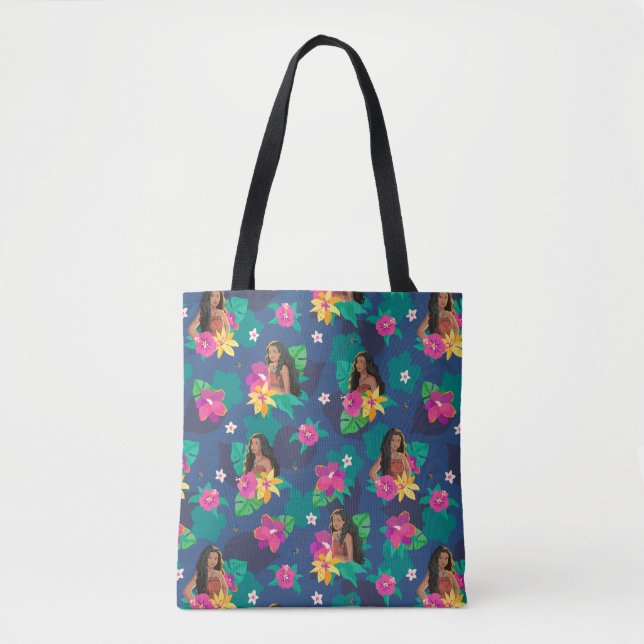 Moana Live Action Floral Seamless Pattern Tote Bag (Front)