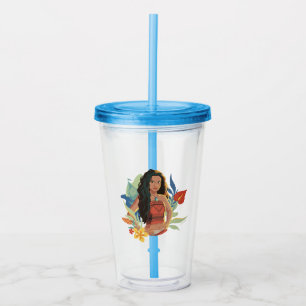 Moana Live Action Tropical Canoe Portrait Acrylic Tumbler