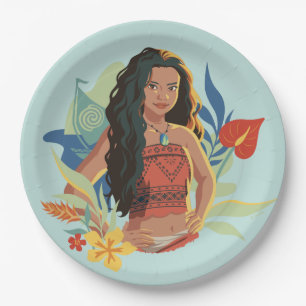 Moana Live Action Tropical Canoe Portrait Paper Plate