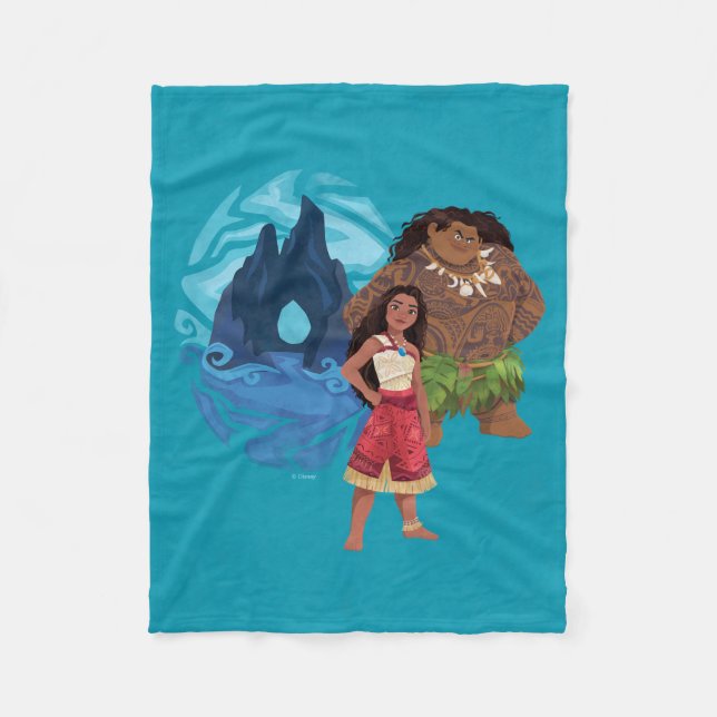Moana & Maui Adventures in Oceania Fleece Blanket (Front)