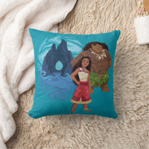 Moana & Maui Adventures in Oceania Throw Pillow