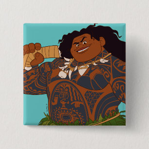 Moana   Maui - Hook Has The Power 2 Inch Square Button