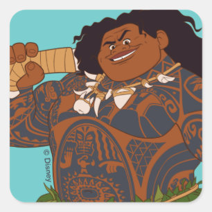 Moana   Maui - Hook Has The Power Square Sticker