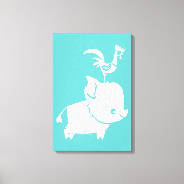 Moana | Pua & Heihei - Silhouette Canvas Print (Front)