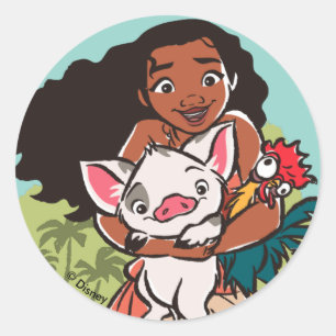 Moana Pua & Heihei - Voyagers Classic Round Sticker