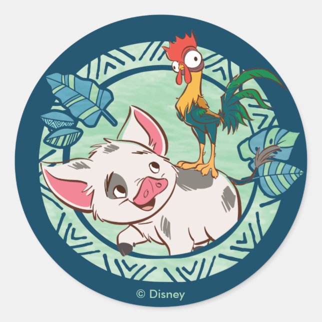 Moana | Pua & Heihei Voyagers Classic Round Sticker (Front)