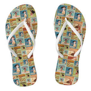 Moana   Retro Poster Pattern Flip Flops