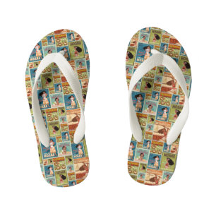 Moana   Retro Poster Pattern Kid's Flip Flops