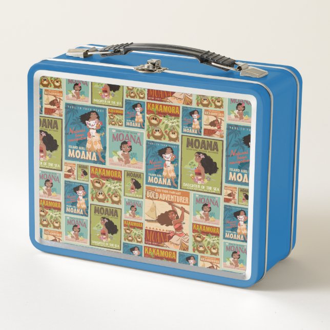 Moana | Retro Poster Pattern Metal Lunch Box (Front)