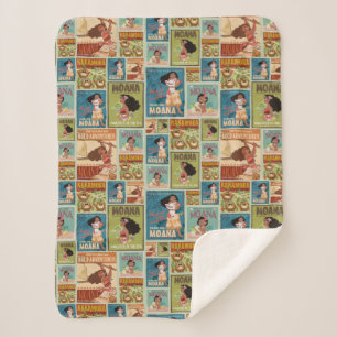 Moana   Retro Poster Pattern Sherpa Blanket