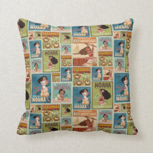 Moana   Retro Poster Pattern Throw Pillow