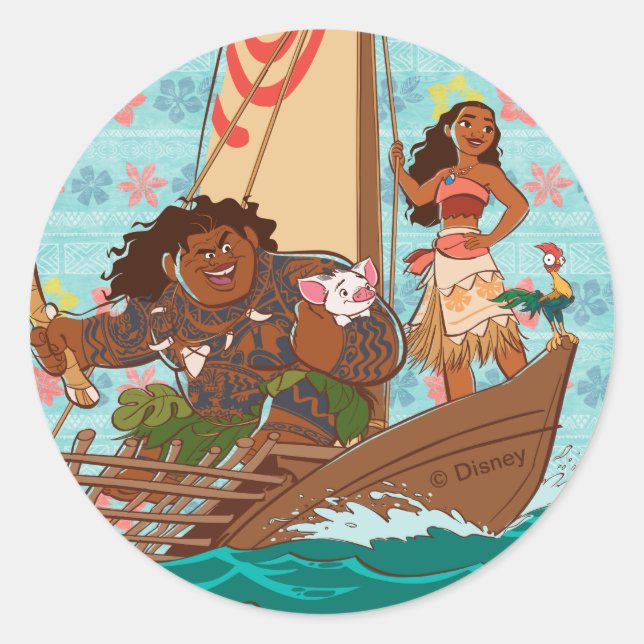 Moana | Set Your Own Course Classic Round Sticker (Front)