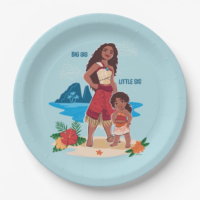 Moana & Simea: Big Sis Little Sis Paper Plate (Front)