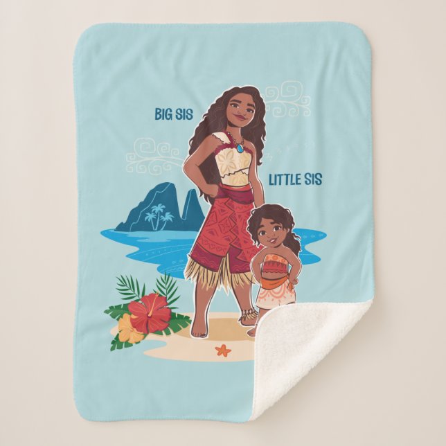 Moana & Simea: Big Sis Little Sis Sherpa Blanket (Front)