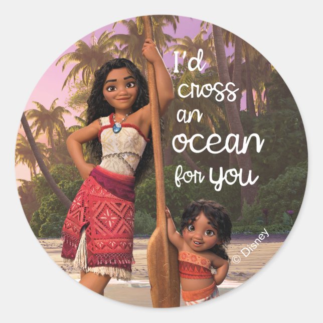 Moana & Simea: I'd Cross an Ocean For You Classic Round Sticker (Front)