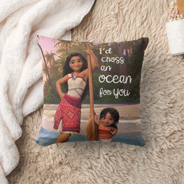 Moana & Simea: I'd Cross an Ocean For You Throw Pillow (Blanket)