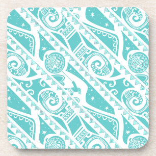 Moana   Teal Tribal Pattern Coaster