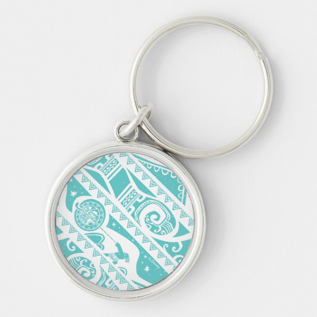 Moana | Teal Tribal Pattern Keychain (Front)