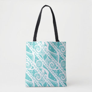 Moana   Teal Tribal Pattern Tote Bag