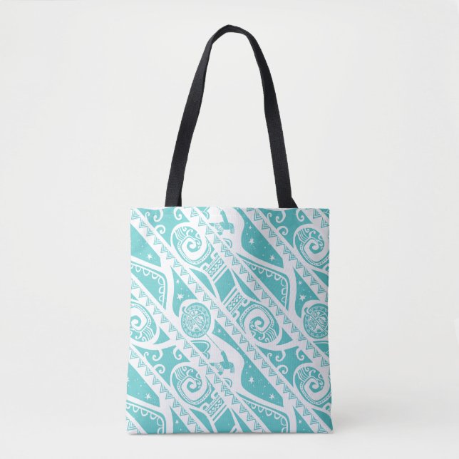 Moana | Teal Tribal Pattern Tote Bag (Front)