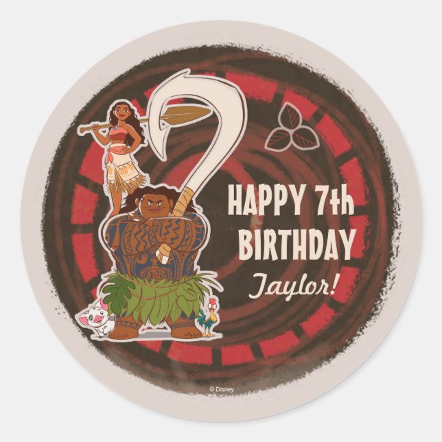 Moana | Tribal Birthday Classic Round Sticker (Front)