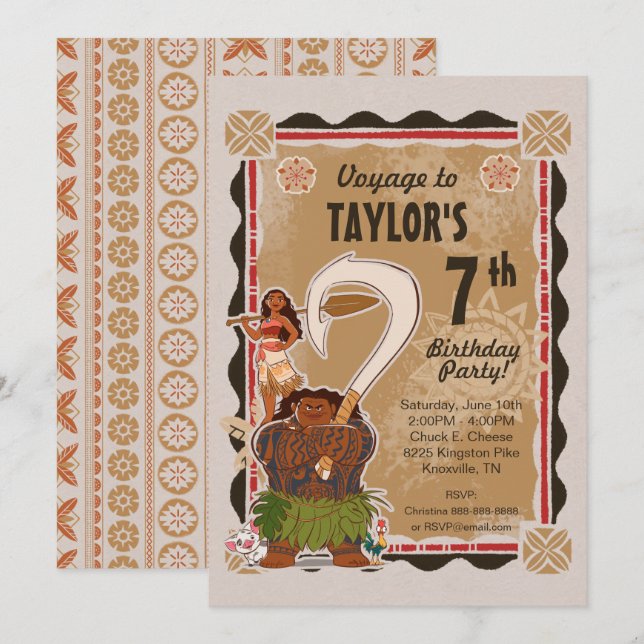 Moana | Tribal Birthday Invitation (Front/Back)