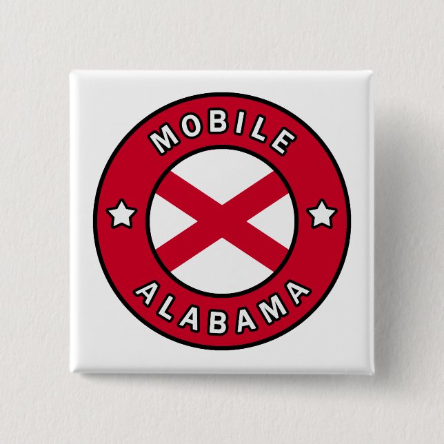 Mobile Alabama 2 Inch Square Button (Front)
