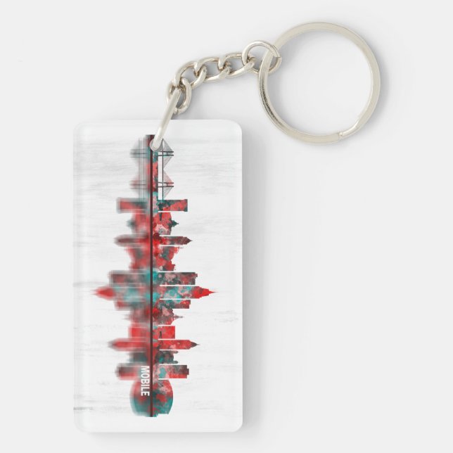 Mobile Alabama Skyline Keychain (Back)