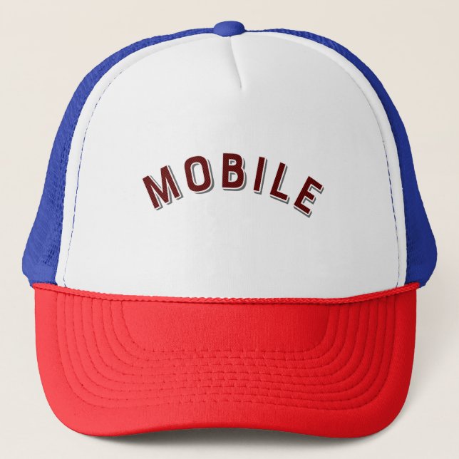 Mobile, Alabama Vintage Arch Trucker Hat (Front)