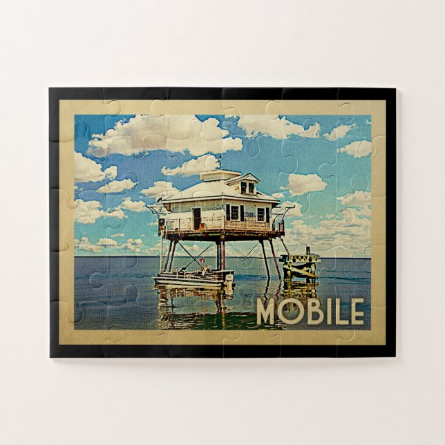 Mobile Alabama Vintage Travel Jigsaw Puzzle (Horizontal)