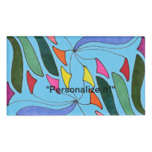 Mobile art with blade shapes in multiple colours