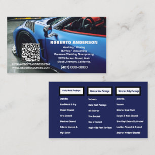 Mobile Auto Detailing Car Wash QR  Business Card