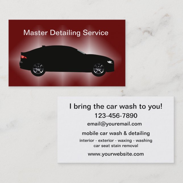 Mobile Auto Detailing Cool Two Side Business Cards (Front/Back)