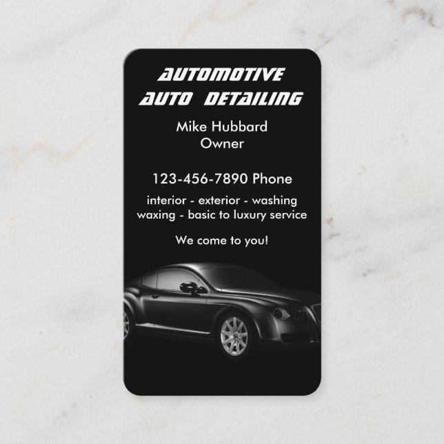 Mobile Auto Detailing Service Business Card (Front)