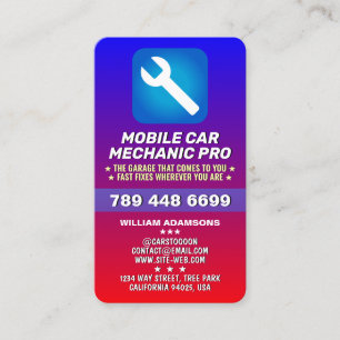 MOBILE AUTO MECHANIC & CAR REPAIR   CERTIFIED PRO BUSINESS CARD