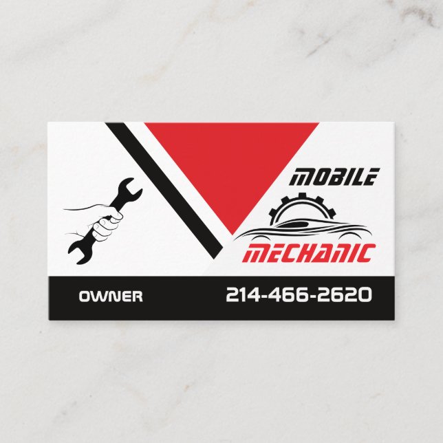 Mobile Auto Mechanic Car Repair Editable Business Card (Front)