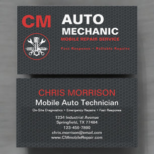 Mobile Auto Mechanic Car Repair Services Business Card