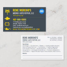 Mobile Automobile Car Repair Mechanic 2 Sided Busi